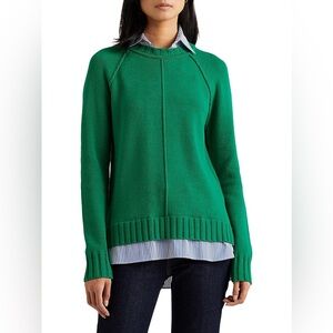 Ralph Lauren Cotton-Blend Faux Shirt Sweater size xs